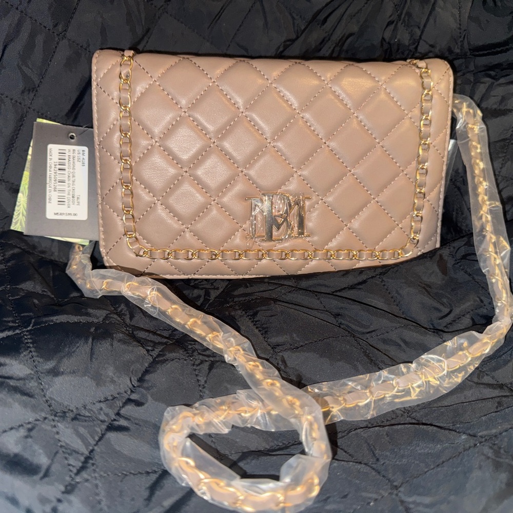 Badgley Mischka Quilted Crossbody Bag in Taupe